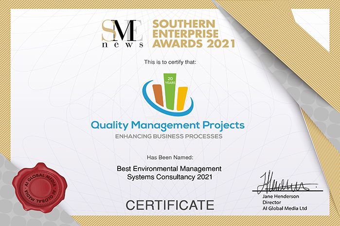 Award-winning Environmental Consultancy certificate